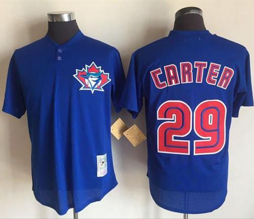 Mitchell And Ness 1997 Blue Jays #29 Joe Carter Blue Throwback Stitched MLB Jersey - Click Image to Close